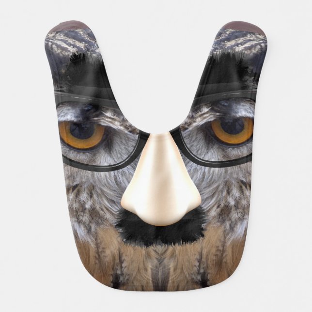Funny Owl Face With Mask Bib (Front)