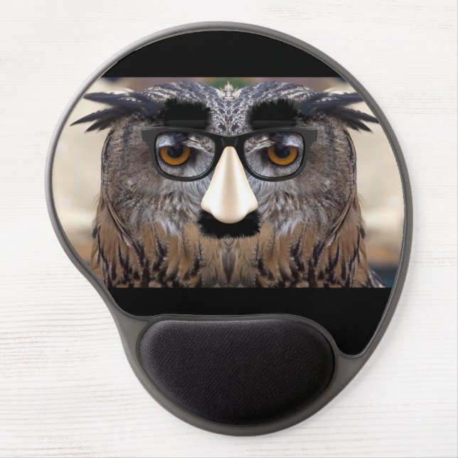 Funny Owl Face With Mask Gel Mouse Pad (Front)