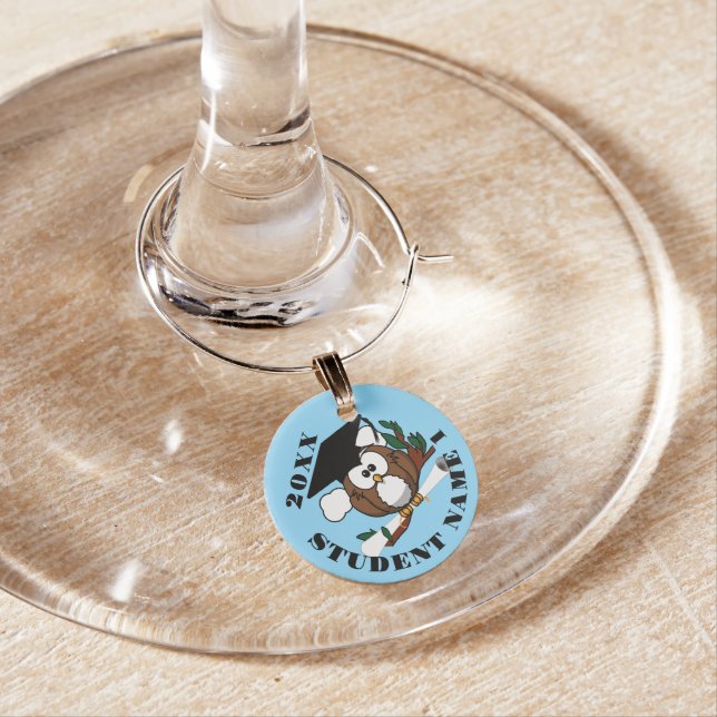 Funny Owl Graduation Wine Charm (In Situ)