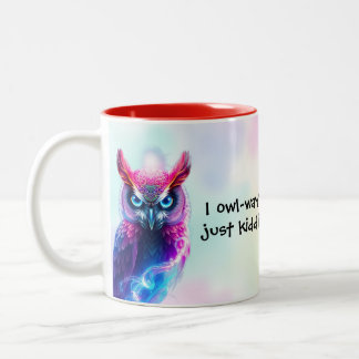 Funny Owl "Milk Please!" For Little Animal Lovers  Two-Tone Coffee Mug