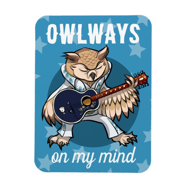 Funny Owl Owlways On My Mind Music Cartoon Magnet (Vertical)