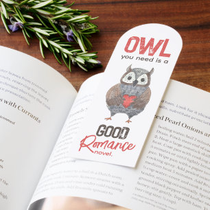 Funny Owl Pun Romance Novel Bookmarks
