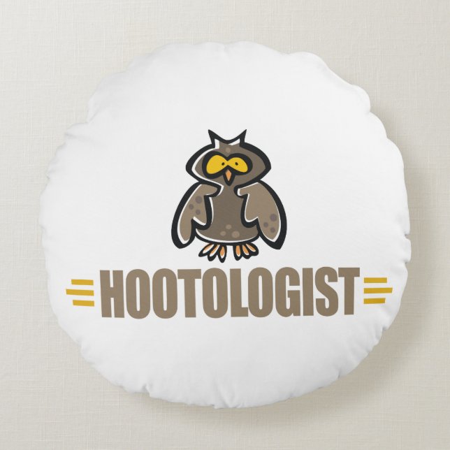 Funny Owl Round Pillow (Front)
