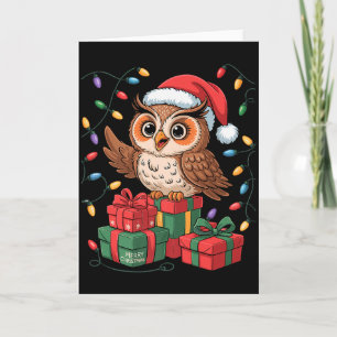 Funny Owl Santa Hat Animals Lovers Ugly Christmas Card