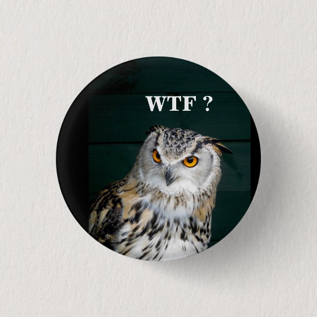 Funny Owl Slogan (Customise) Pinback Button (Front)