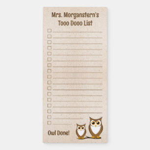 Funny Owl Teacher To Do List Magnetic Notepad