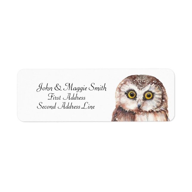 Funny Owl Watercolor Bird Collection Label (Front)