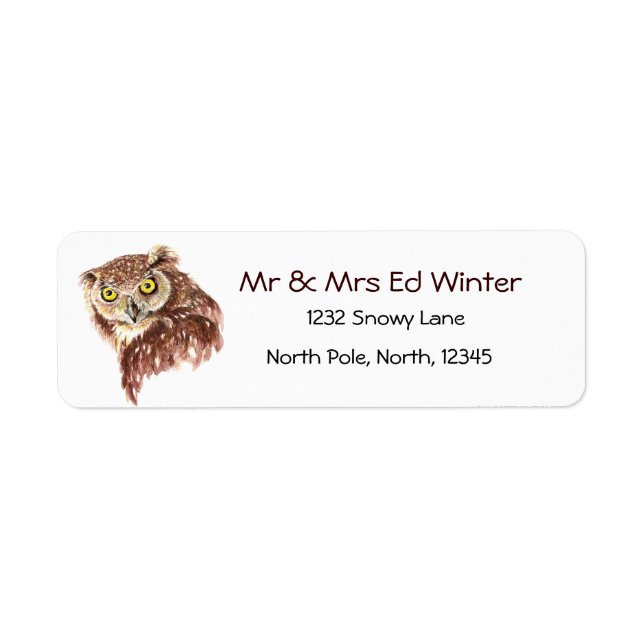 Funny Owl with Attitude, Bird, Nature, Wildlife Label (Front)