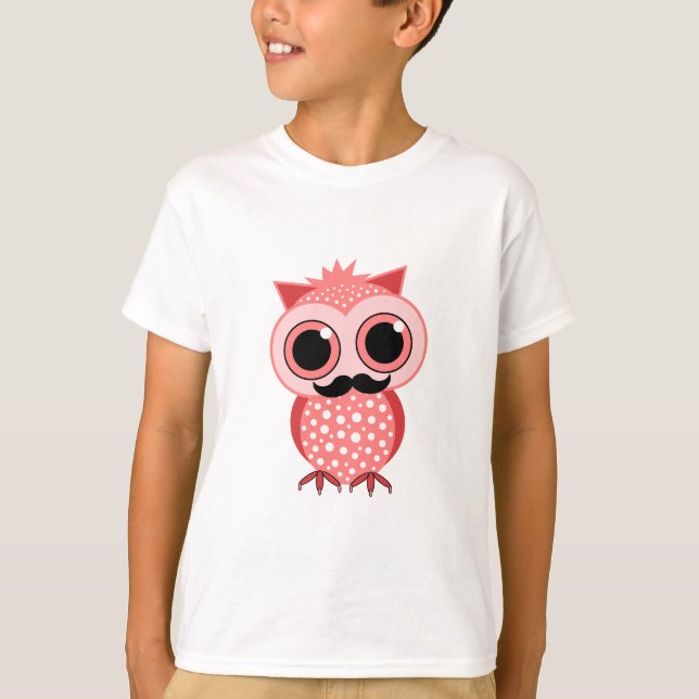 funny owl with mustache T-Shirt (Front)