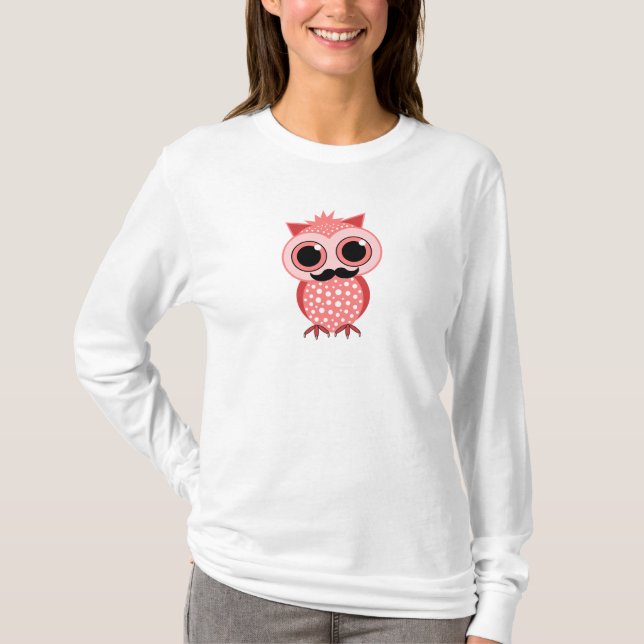 funny owl with mustache T-Shirt (Front)
