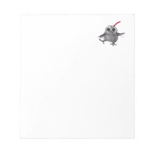 Funny Owl with Red Feather Notepad