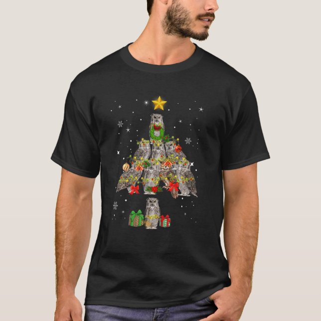 Funny Owls Christmas Tree Family Xmas Ornament Lig T-Shirt (Front)
