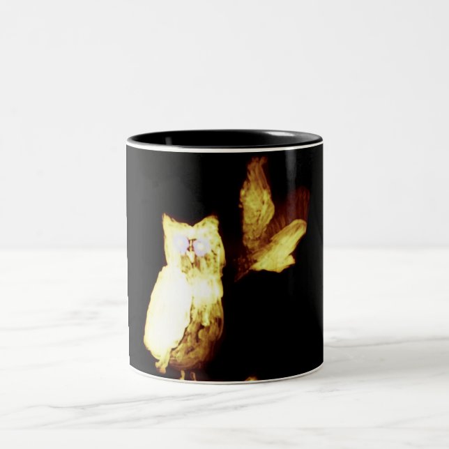 Funny Owls Glowing Two-Tone Coffee Mug (Center)