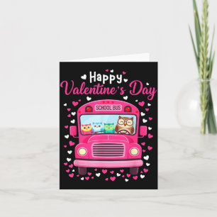 Funny Owls School Bus Driver Happy Valentines Day Card