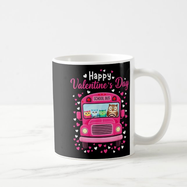 Funny Owls School Bus Driver Happy Valentines Day  Coffee Mug (Right)