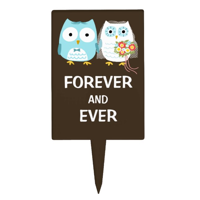 Funny Owls Wedding - Forever and Ever Cake Topper (Front)
