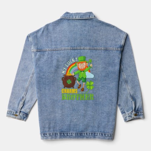 Funny Paddy Day St Patricks Lucky Charms Call Me B Denim Jacket