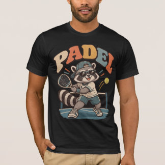 Funny Padel Raccoon T-Shirt – Vintage Court Fun