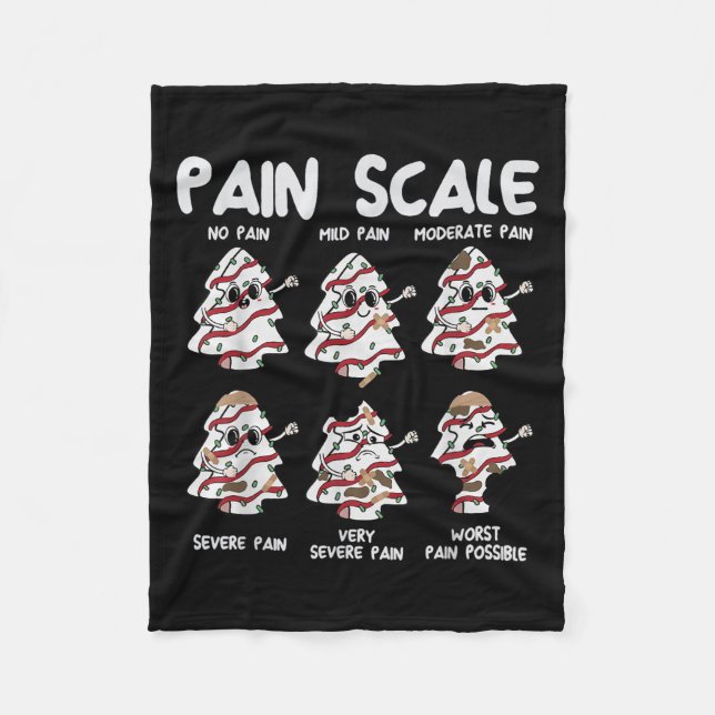 Funny Pain Scale Christmas Nurse Xmas Tree Cakes P Fleece Blanket (Front)