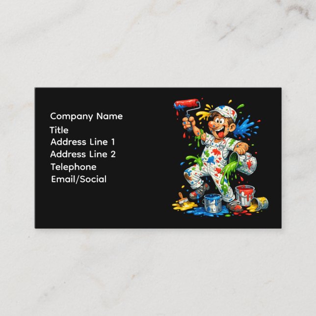 Funny Painter Cartoon Painter Business Card (Front)