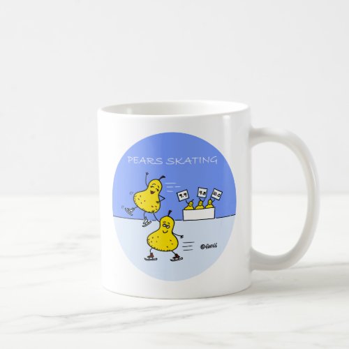 Funny Pairs Figure Skating Cartoon Pears on Ice Coffee Mug