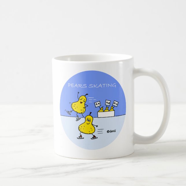 Funny Pairs Figure Skating Cartoon Pears on Ice Coffee Mug (Right)