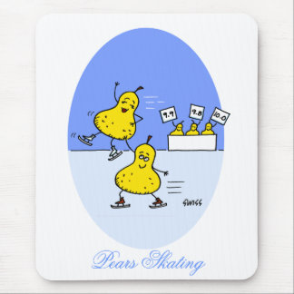 Funny Pairs Skating Cartoon Pears Ice Skaters Mouse Pad
