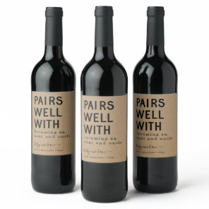 Funny Pairs Well with Becoming an Aunt & Uncle Wine Label