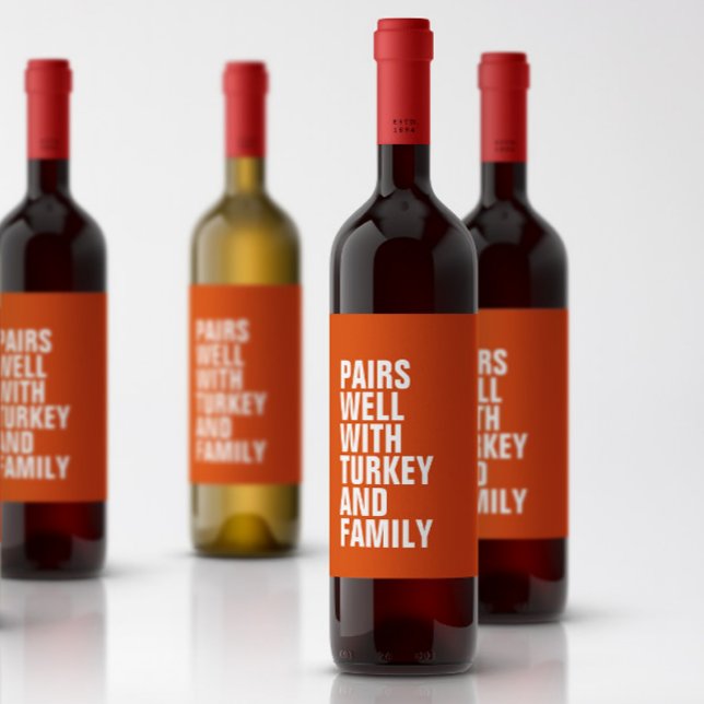 Funny pairs well with orange Thanksgiving Wine Label (Creator Uploaded)