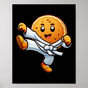 Funny Pancake Pan Karate Taekwondo Kick Boys Girl Poster