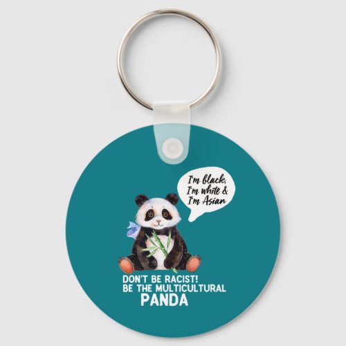 Funny Panda Against Racism Black White and Asian Keychain