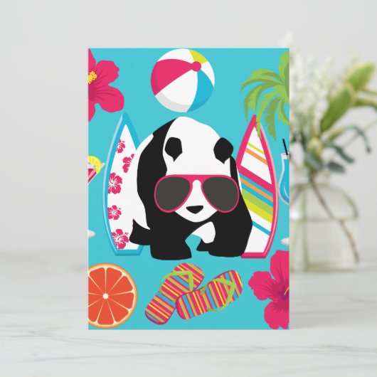 Funny Panda Bear Beach Bum Cool Sunglasses Surfing (Standing Front)