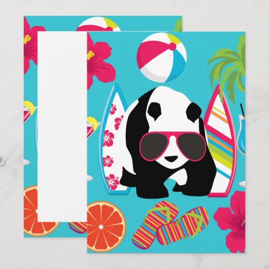 Funny Panda Bear Beach Bum Cool Sunglasses Surfing (Front/Back)