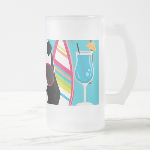 Funny Panda Bear Beach Bum Cool Sunglasses Surfing Frosted Glass Beer Mug