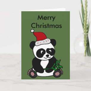 Funny Panda Bear Christmas Art Holiday Card