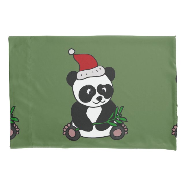 Funny Panda Bear Christmas Art Pillowcase (Front)