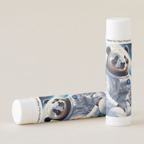 Funny Panda Bear in Astronaut Suit in Outer Space Lip Balm