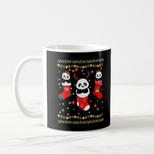 Funny Panda Bear in Socks Christmas Lights Bear Lo Coffee Mug