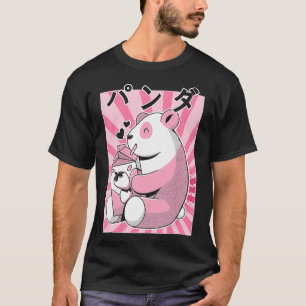 Funny Panda Bear Retro 90s Japanese Kawaii Strawbe T-Shirt