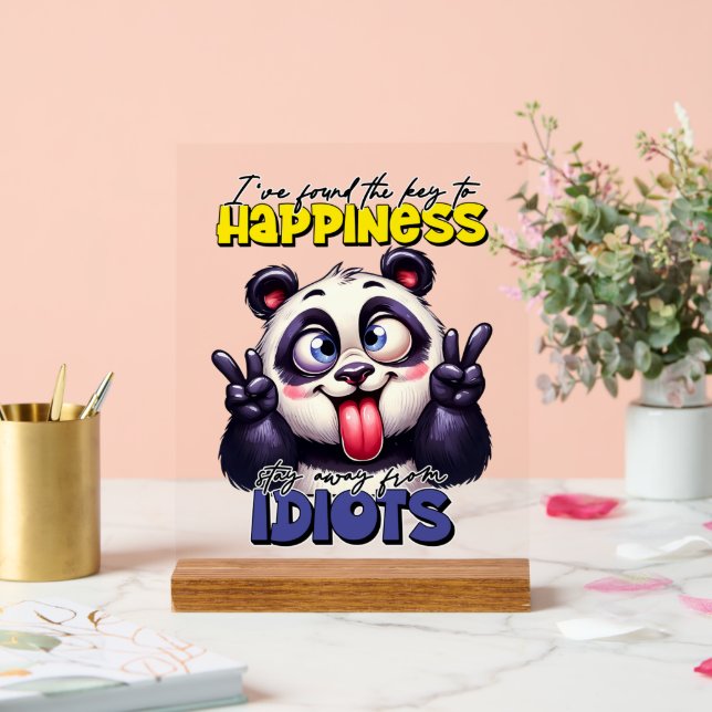 Funny panda bear sarcasm word art acrylic sign (Wedding)