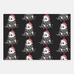Funny Panda Christmas Animal Lights Lover Wrapping Paper Sheets