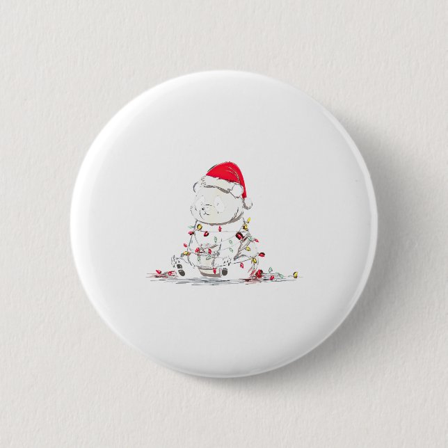 Funny Panda Christmas Graphics Animal Lights Lover Button (Front)