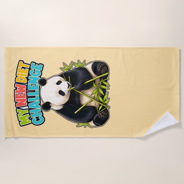 Funny Panda Diet Challenge Dad Beach Towel (Front)