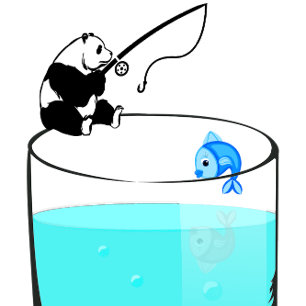 Funny Panda Fishing In A Glass Of Water T-Shirt
