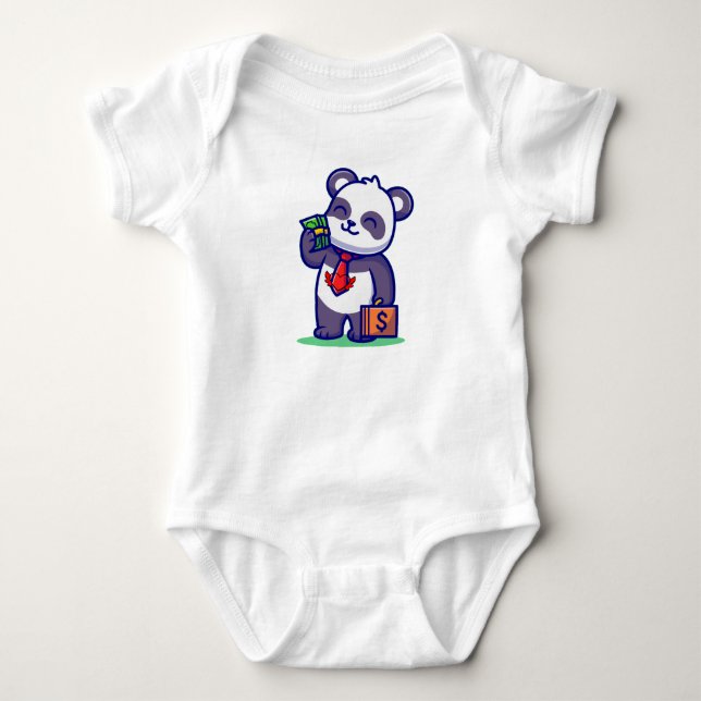 funny panda love you kids baby bodysuit (Front)