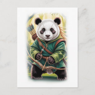 Funny Panda Movie Design on a White Holiday Postcard