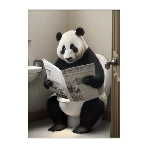 Funny Panda on Bathroom Toilet Wildlife Animals  Acrylic Print