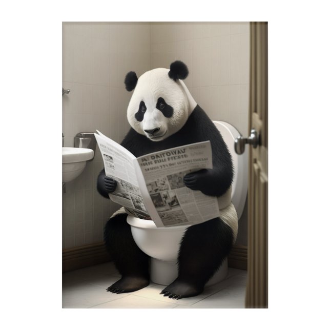 Funny Panda on Bathroom Toilet Wildlife Animals  Acrylic Print (Front)