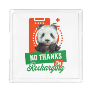 Funny Panda Recharging Introvert Battery Design Acrylic Tray