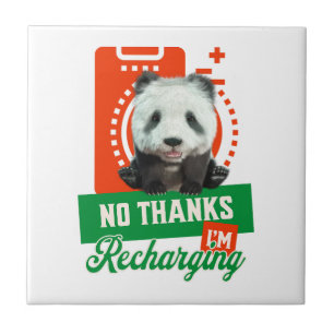 Funny Panda Recharging Introvert Battery Design Ceramic Tile